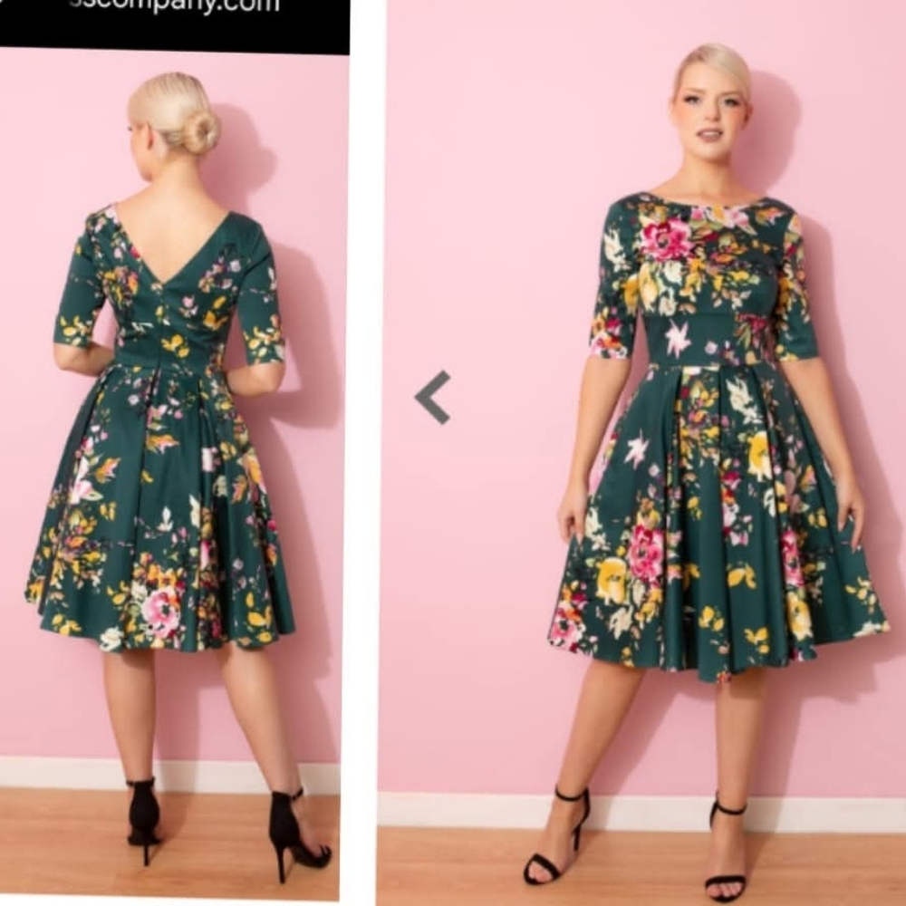 The Pretty Dress Company  Hepburn Retro Chic Seville 50's Swing Forest Green